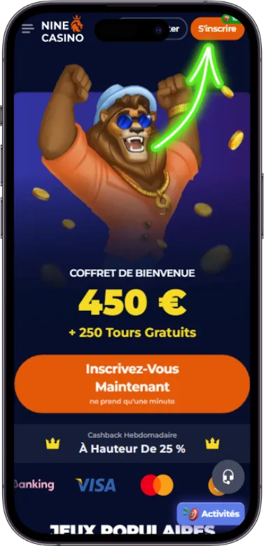 nine casino bouton d'inscription